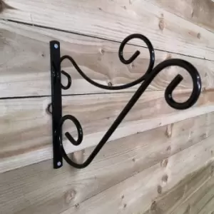 Image of Tom Chambers Handcrafted Metal 35cm Black Wall Bracket Hook For Garden Hanging Basket Bird Feeder