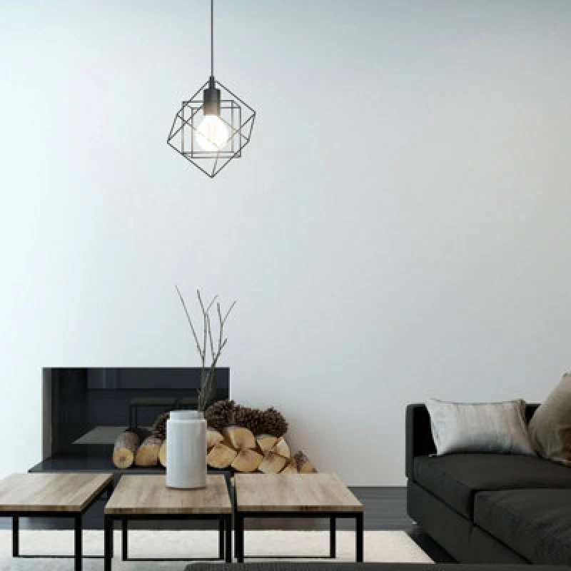 Image of EGLO Eglo Straiton Black Steel Modern Geometric Pendant Light Black One Size Unisex 9002759433581