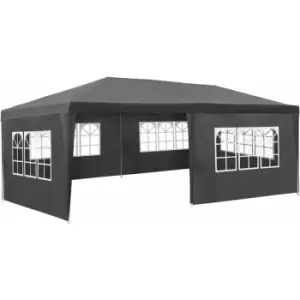 Image of Gazebo 6x3m with 5 side panels - garden gazebo, gazebo with sides, camping gazebo - grey - grey