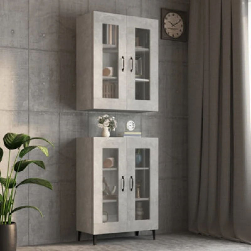 Image of VIDAXL Hanging Wall Cabinet Concrete Grey 69.5x34x90cm Vidaxl 8720287080503