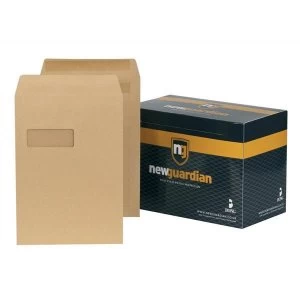 Image of New Guardian C4 Heavyweight Pocket Self Seal Window Envelopes 130gsm Manilla Pack of 250