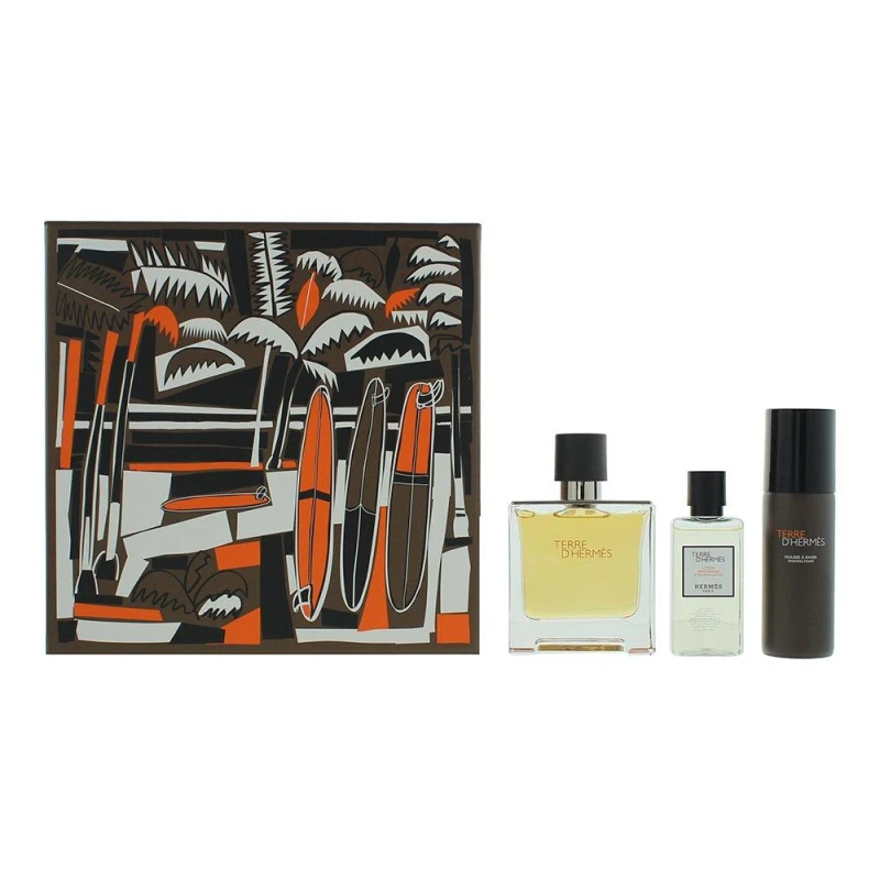 Image of Hermes Terre d'Hermes Gift Set 75ml Eau de Parfum + 50ml Shaving Foam + 40ml Aftershave Lotion