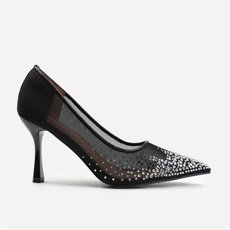 Image of Where's That From 'Aralyn' Court Shoe With Diamante Detailing Black