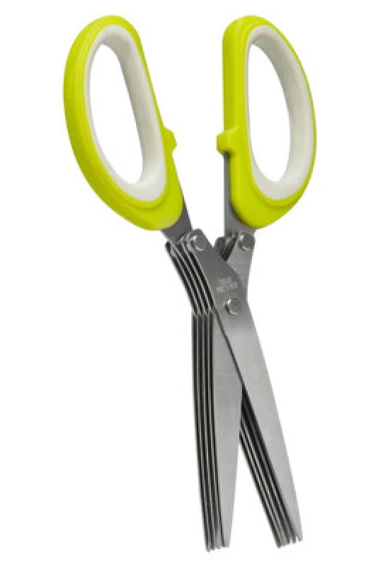 Image of Interiors by Premier Lime Green and White Herb Scissor, 5-Blade Multipurpose Best Kitchen Scissor, Kitchen Salad Scissors UK Green