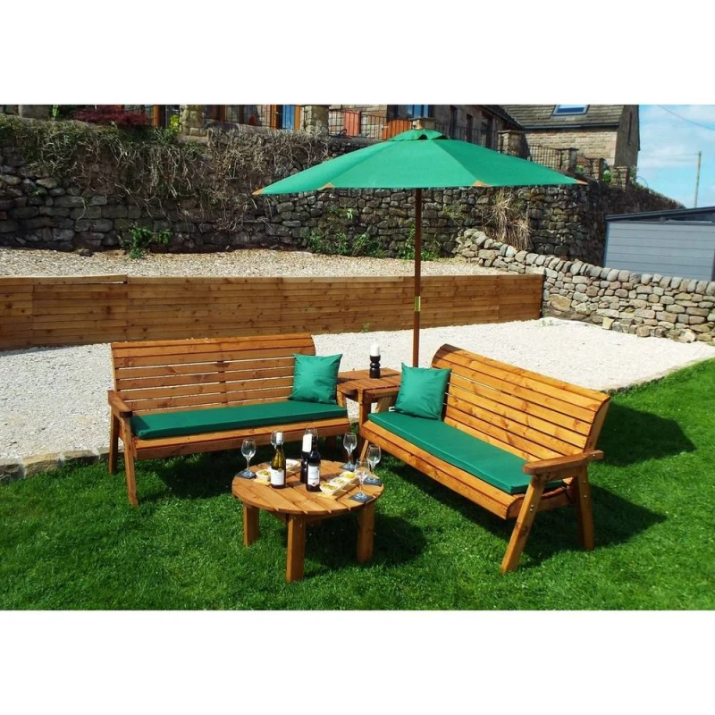 Image of Charles Taylor Six Seater Corner Garden Furniture Set - L240xW284xH98cm - Green in Light Brown Light Brown Unisex