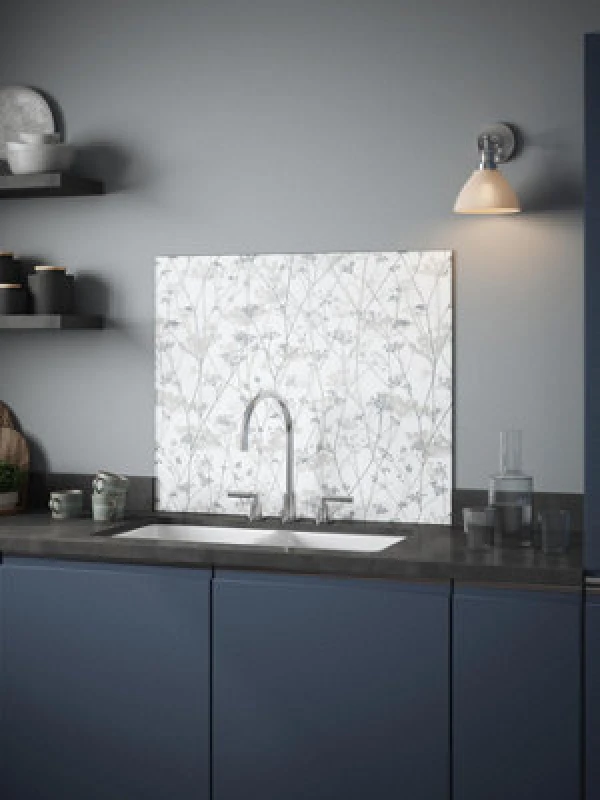 Image of Clarissa Hulse Self Adhesive Kitchen Splashback Wild Chevril Chalk Toughened Glass (W) 900 X (L) 750mm