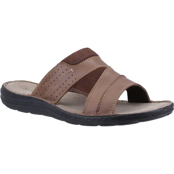 Image of Hush Puppies Mens Archer Leather Slip On Slide Sandals - UK 9