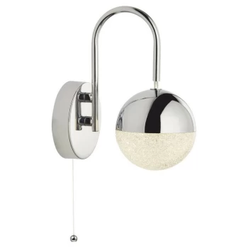 Image of Searchlight MARBLES - Wall Light with Pull Switch - Chrome with Crystal Sand