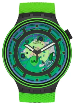 Image of Swatch Big Bold Planets Come In Peace Green Silicone Watch