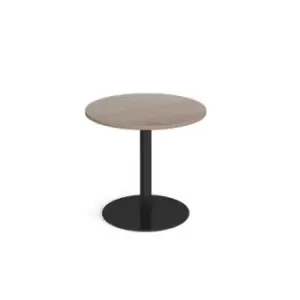 Image of Monza circular dining table with flat round Black base 800mm - barcelona walnut