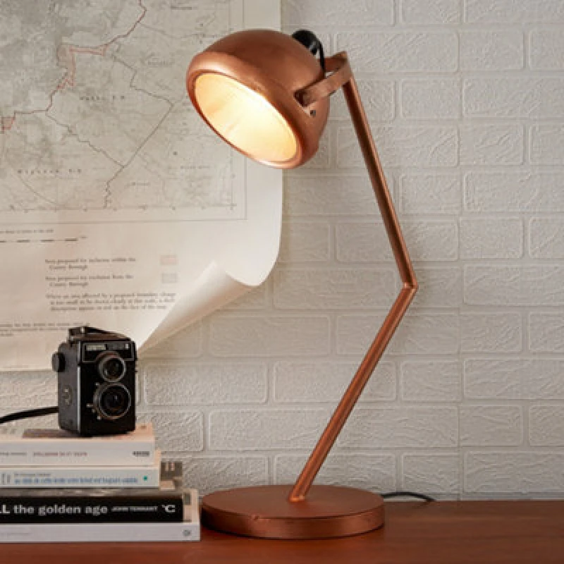 Image of Retro Copper Adjustable Round Desk Lamp