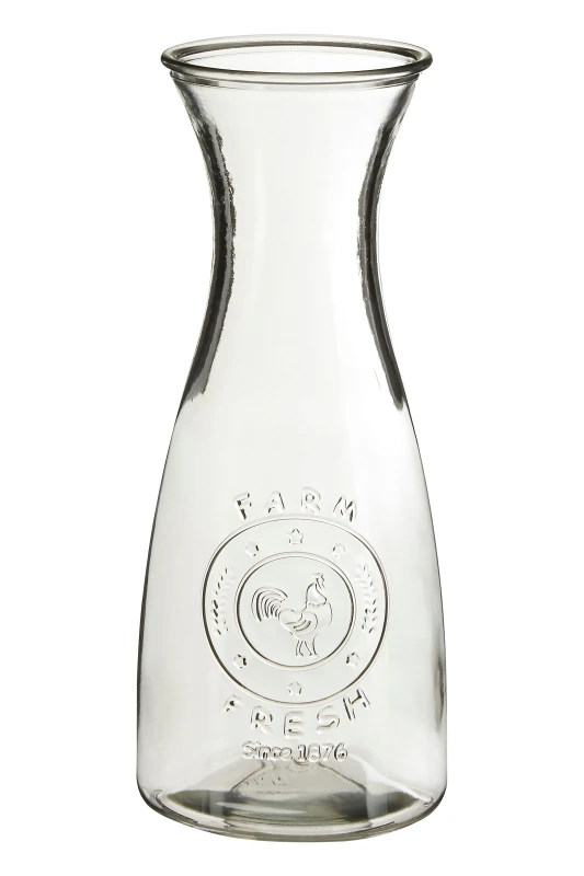 Image of Premier Housewares Dayla Clear Glass Embossed Farm Fresh Design Carafe Clear