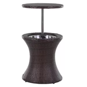 Image of Outsunny Rattan Ice Bucket Activity Bar Cooler Table Beer Brown Outdoor Patio