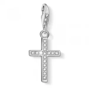 Image of THOMAS SABO Silver Cubic Zirconia Cross Charm 0049-051-14