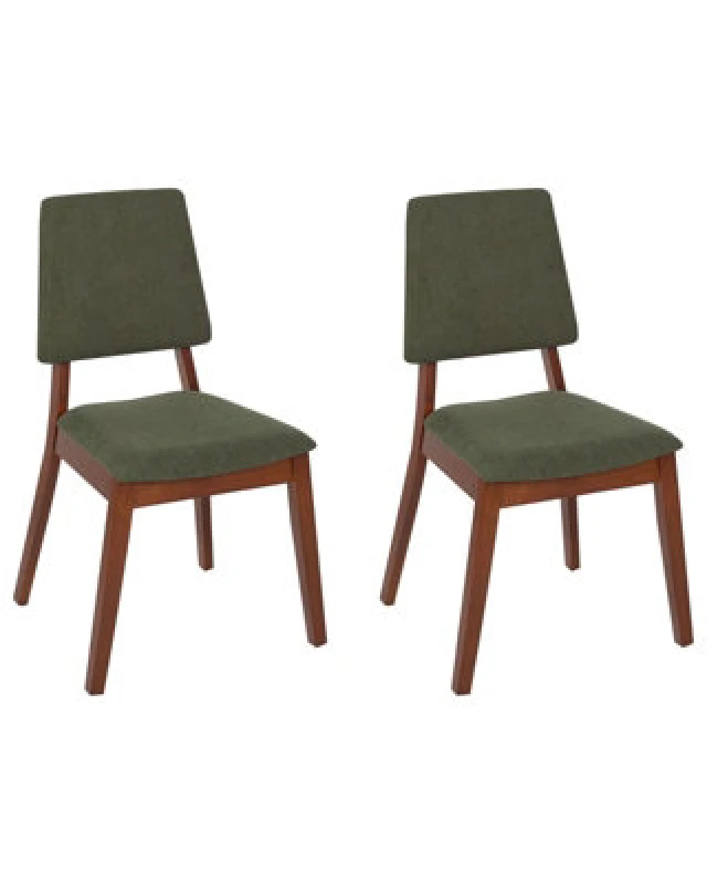 Image of Beliani Set Of 2 Dining Chairs Merrill Wood Dark Green