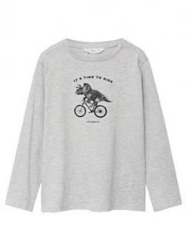 Image of Mango Boys Dinosaur Long Sleeve T-Shirt - Grey