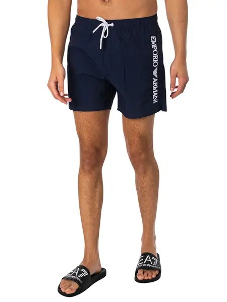 Image of Emporio Armani Side Brand Swim Shorts Navy Blue XL