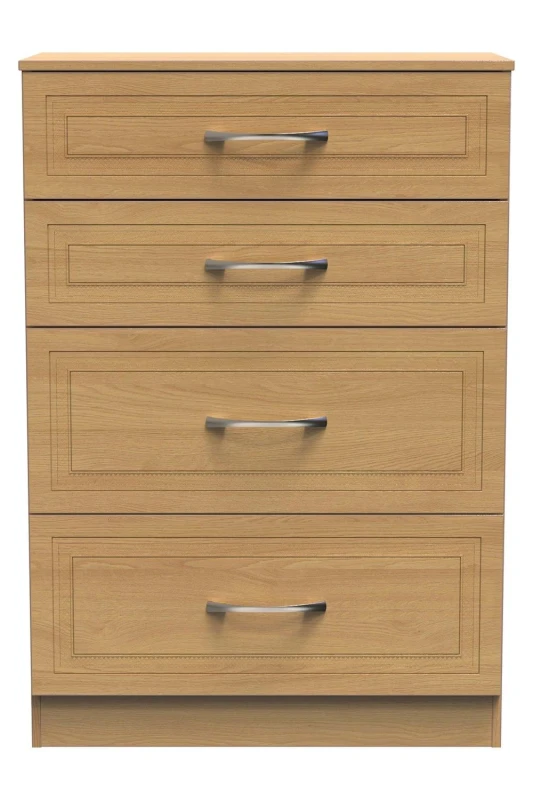 Image of Studio Dorset 4 Drawer Deep Chest - Ready Assembled Chest of Drawers Medium Brown 41562590130