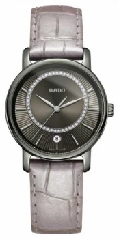 Image of RADO DiaMaster Diamonds Grey Leather Strap Grey Dial Watch