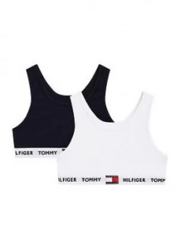Image of Tommy Hilfiger Girls 2 Pack Logo Bralette - White/Navy