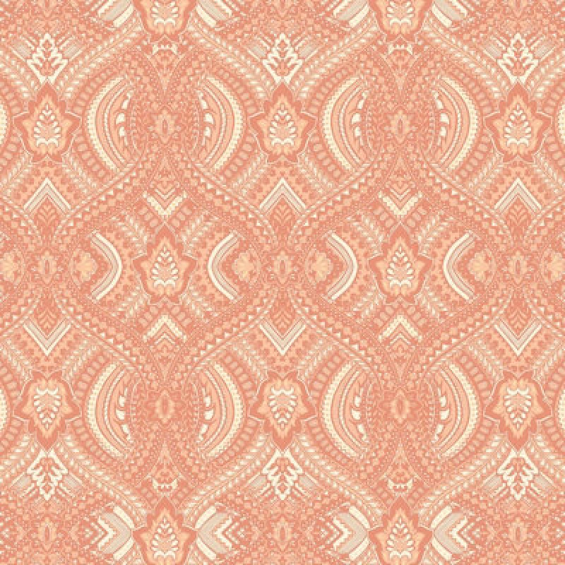 Image of Hoopla Walls Ogee Damask Matt Wallpaper Orange