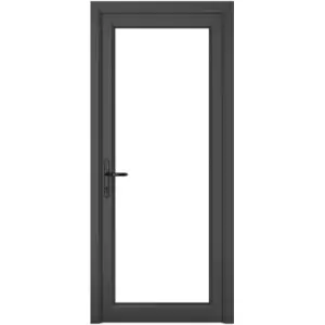 Image of Crystal uPVC Single Door Full Glass Right Hand Open In 890mm x 2090mm Clear Double Glazed Grey/White (each)