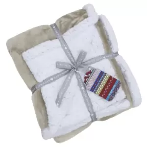 Image of Lux Sherpa Fleece Throw Natural