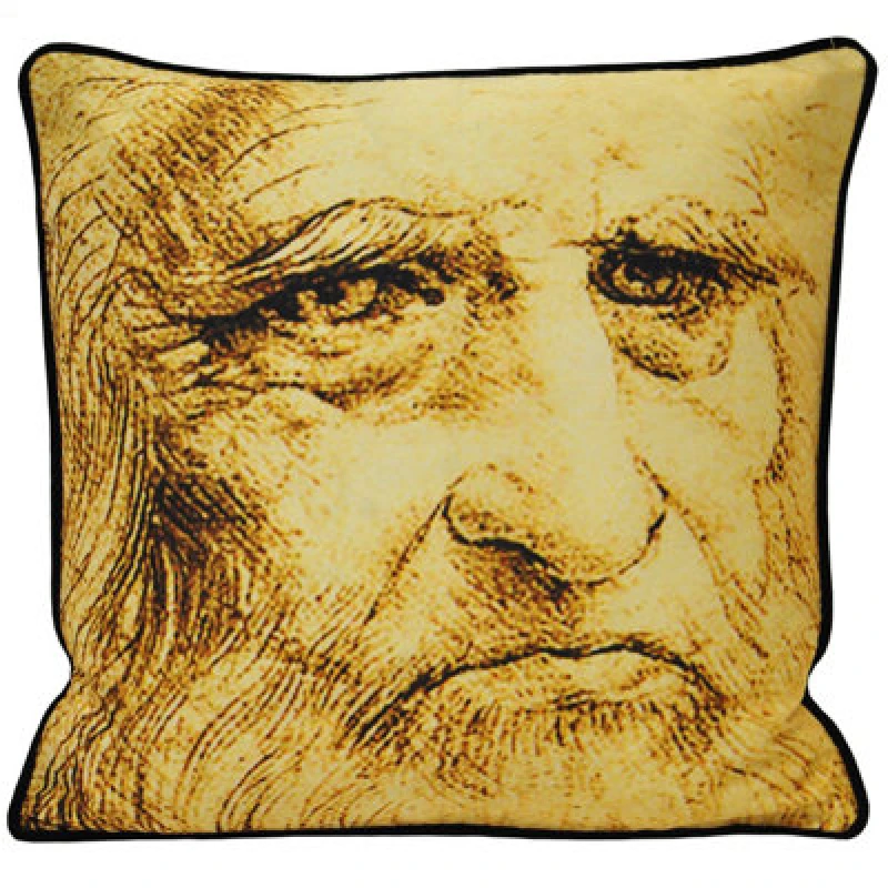 Image of Paoletti Leonardo Self Portrait Printed Piped Cushion Multi