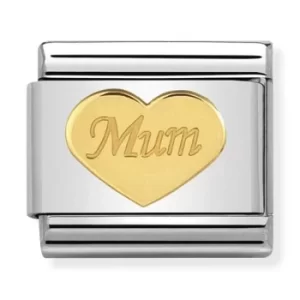 Image of Nomination CLASSIC Gold Symbols Mum Heart Charm 030162/38