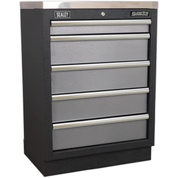 Image of Sealey Superline Pro Modular Cabinet 5 Drawer MSS System Black / Grey