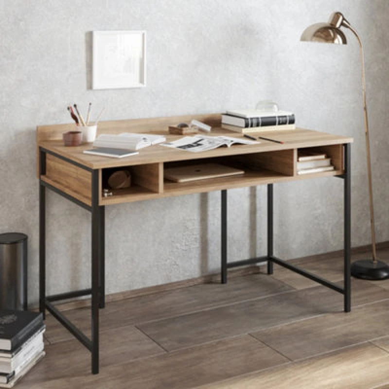 Image of Decorotika Tumata Writing Desk Study Desk Walnut And Black