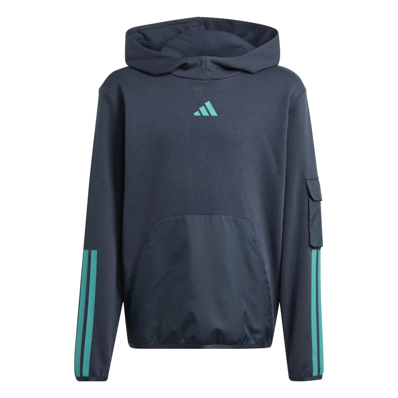 Image of adidas Utility Fleece Hoodie Juniors Ink Blue male 7-8 Years