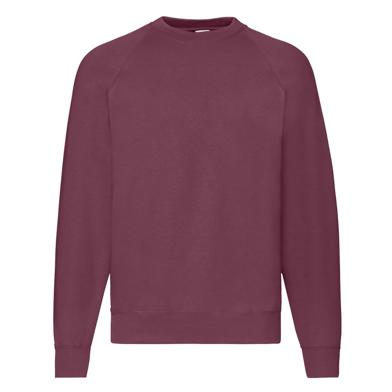 Image of Fruit Of The Loom Fruit of the Loom Men Classic 80 20 Raglan Sweatshirt in Burgundy Size: Small Burgundy S Male 5063470709052