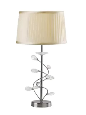 Image of Willow Table Lamp with Cream Shade 1 Light Polished Chrome, Crystal