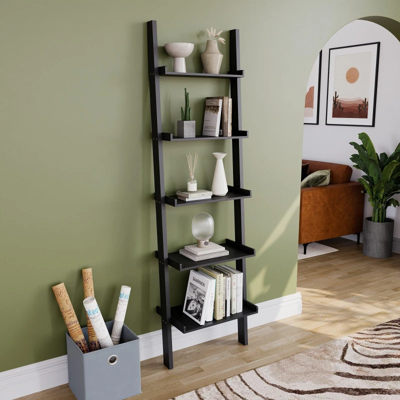 Image of Lassic Vida Designs York 5 Tier Ladder Bookcase Black unisex 5 Tier