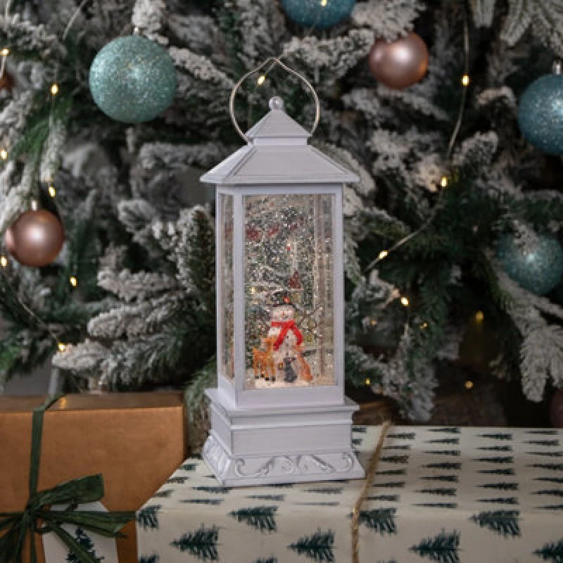 Image of Samuel Alexander 31Cm Dual Powered Light Up Glitter Christmas Water Spinner With Snowman Scene