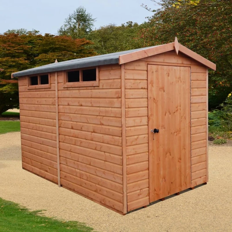 Image of Shires Security Apex Handmade Garden Shed Approx 10 x 8 Feet in Brown Brown Unisex