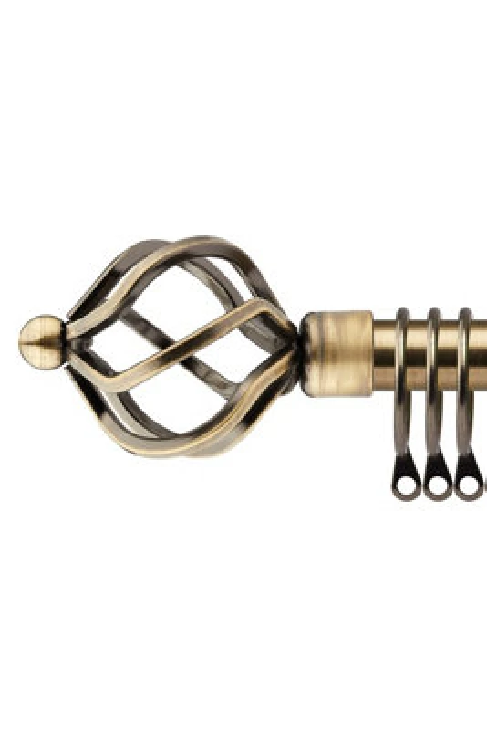 Image of 16-19mm Cage Extendable Metal Curtain Pole Set Brass 160-300Cm