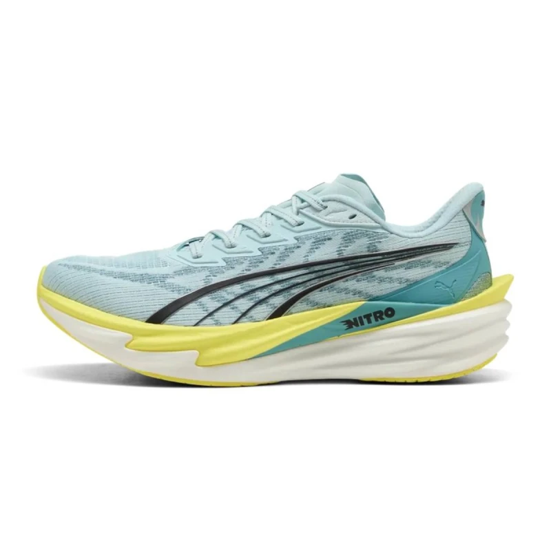 Image of Puma Deviate NITRO 4 Shoes Blue Yellow SS26, Size 42 - EUR