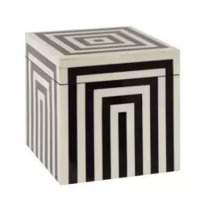 Image of Interiors By Ph Medium Square Black Stripe Trinket Box