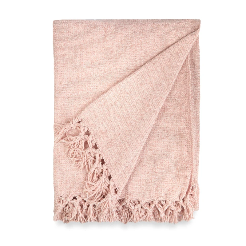 Image of Emma Barclay Throw Blanket Soft Chenille Darcy Blush Pink unisex 152x203cm