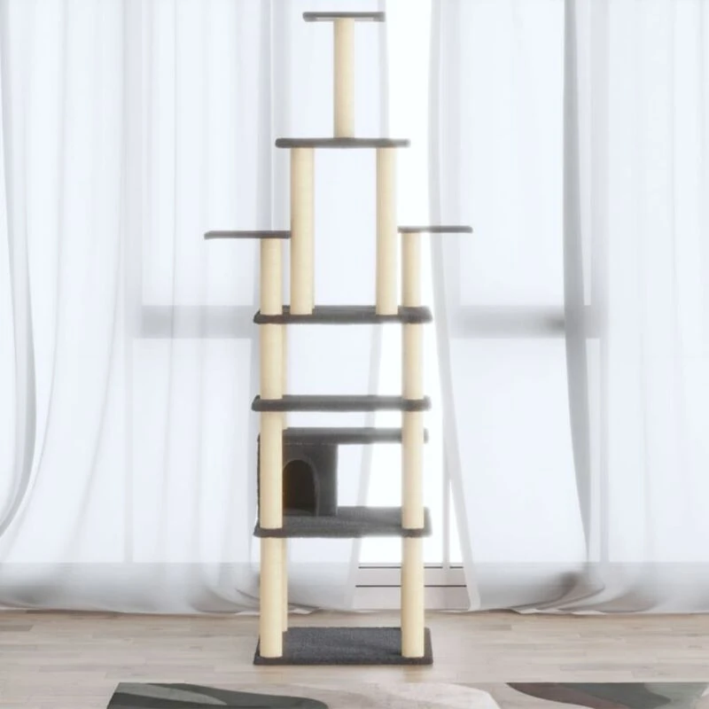 Image of VIDAXL Cat Tree with Sisal Scratching Posts Dark Grey 183cm Vidaxl 8720286706114