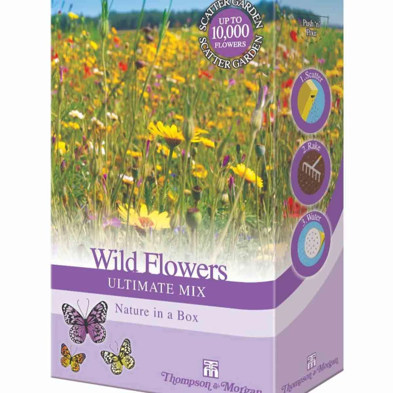 Image of Thompson & Morgan 200G Scatter Pack Wildflower Seeds - Ultimate Mix - Attract Bees Easy Grow
