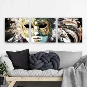 Image of PMASK02 Multicolor Decorative Canvas Painting (3 Pieces)