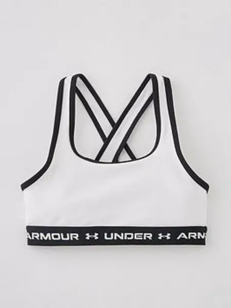 Image of Boys, Under Armour Junior Girls Crossback Mid Solid Sports Bra - White Size XL