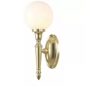Image of IP44 Wall Light Globe Shaped Glass Shade LED Included Polished Brass LED G9 3.5W