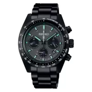 Image of Seiko Prospex 'Black Series' Speedtimer Solar Chronograph Black Dial Steel Bracelet Mens Watch SSC917P1