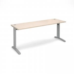 Image of TR10 Straight Desk 1800mm x 600mm - Silver Frame maple Top
