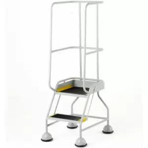Image of Loops - 2 Tread Mobile Warehouse Steps & Guardrail grey 1.5m Portable Safety Stairs