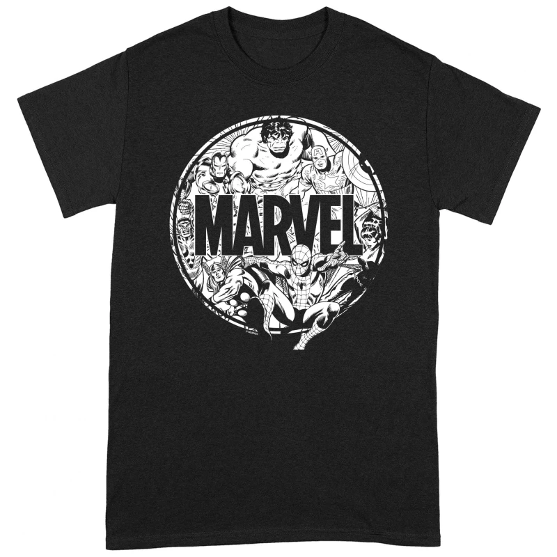 Image of Marvel Marvel Men Characters T-Shirt in Black Size: Small Black S Male 5059958518247